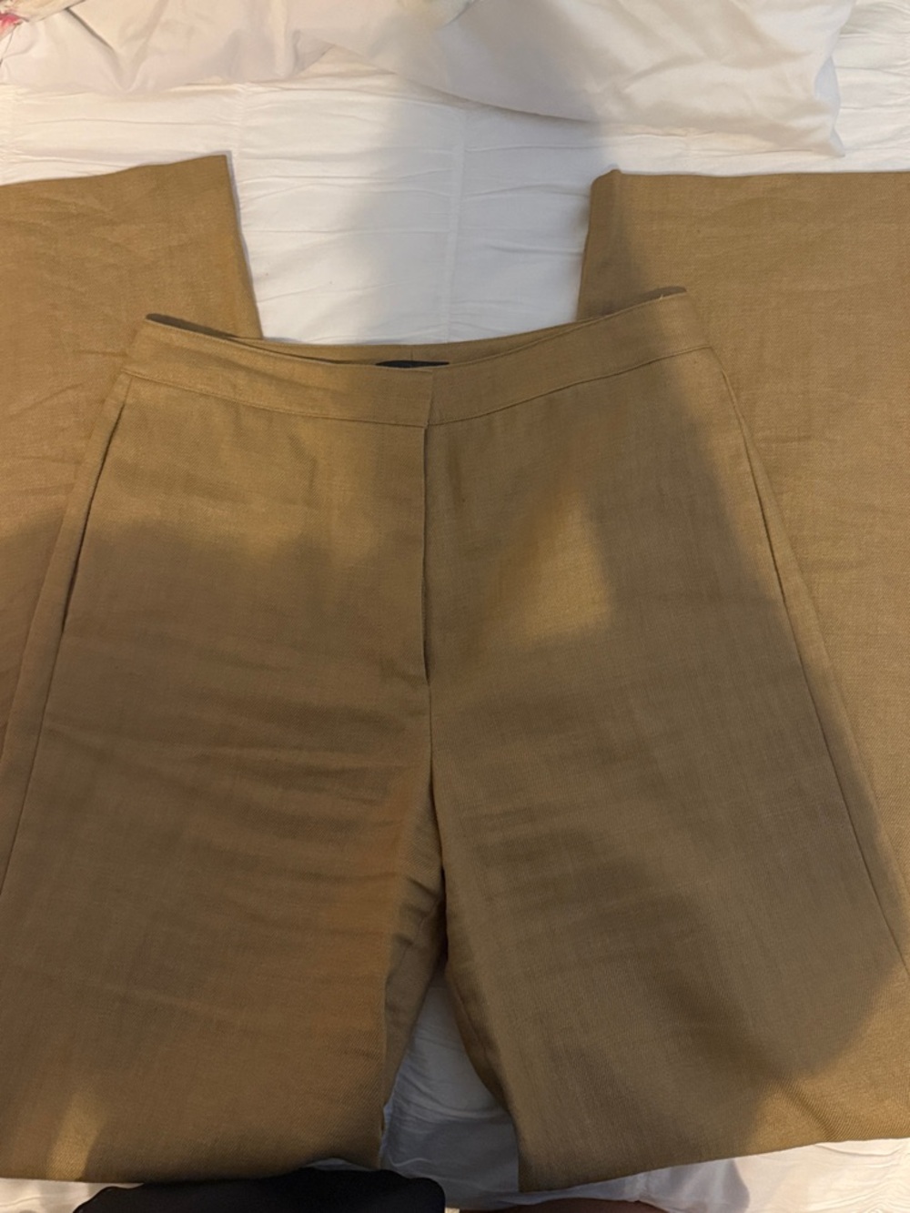 Theory Wide-Leg Linen Blend Pants in Camel Brown